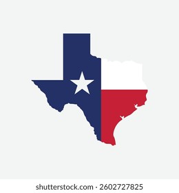 Flat Illustration of Texas state flag. Texas state flag with map. 