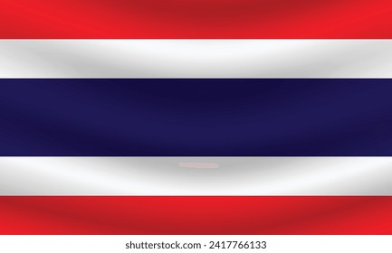 Flat Illustration of the Thailand flag. Thailand national flag design. Thailand wave flag.
