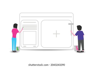 Flat illustration with theme is designing website