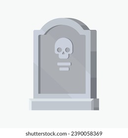 Flat illustration of a tombstone in minimalistic voluminous style. Tombstone in game flat style.