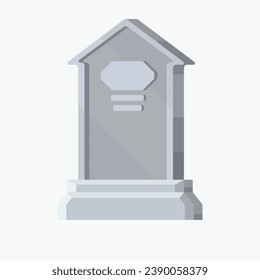 Flat illustration of a tombstone in minimalistic voluminous style. Tombstone in game  flat style.