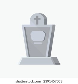 Flache Illustration eines Grabsteins im minimalistischen voluminösen Stil. Tombstone im Spiel flach.