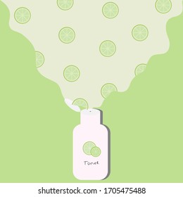 Flat illustration of toner with lime extract.