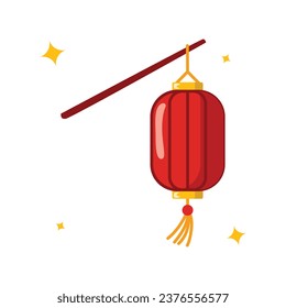 Flat Illustration of Traditional Chinese Lantern Vector Isolated on a White Background.