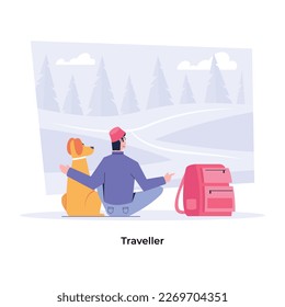  A flat illustration of traveller