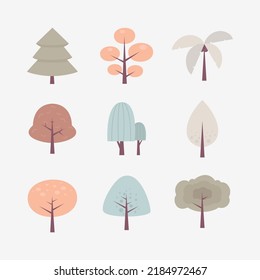 Flat illustration tree and plant
