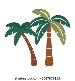 Flat illustration of tropical palm trees for summer design, exotic travel projects, beach themes and tourism