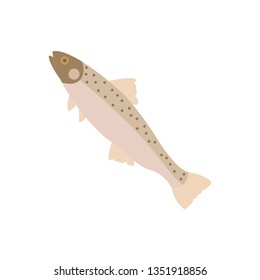 Flat illustration of a trout for food market and restaurant.
