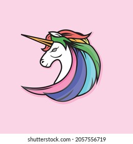 flat illustration of t-shirt, unicorn, and logo used for printing