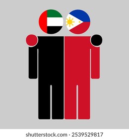 Flat illustration of two human figures with UAE and Philippines flags as heads. Minimalistic design, isolated background.