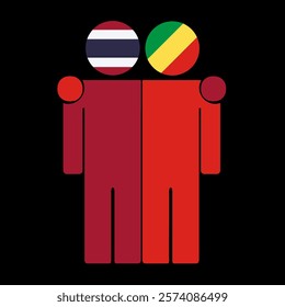 Flat illustration of two human figures with Thailand and Republic of the Congo flags as heads. Minimalistic design, isolated background.