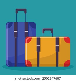 Flat illustration two suitcase travel, travel bags