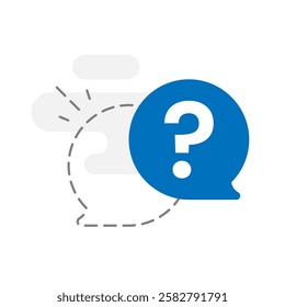 Flat illustration of unanswered question or the requested information is not found in a FAQ section. missing answers, unresolved inquiries, customer support issues, or insufficient information