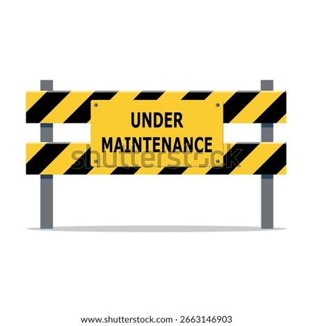 Flat illustration of under maintenance sign on light blue background.