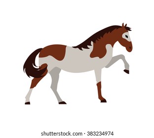 Ve?tor flat illustration of unicorn on black background. Element for design. White, gray, orange colors.