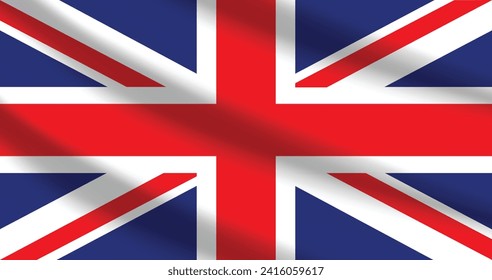 Flat Illustration of the United Kingdom flag. UK flag design. United Kingdom Wave flag.
