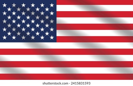 Flat Illustration of the United States flag. United States national flag design. United States wave flag.
