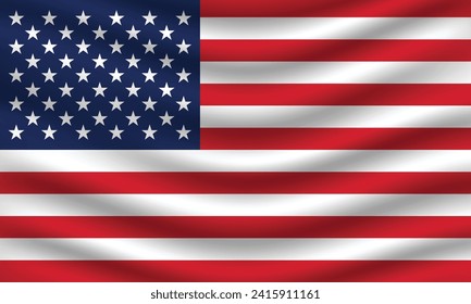 Flat Illustration of the United States flag. United States national flag design. United States waves flag.
