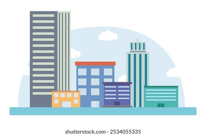 flat illustration of urban design with some simple tall buildings.