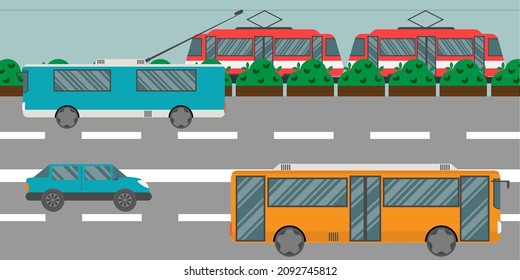 Flat illustration of urban transport design vector, Flat transport icons