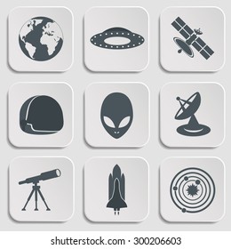 Flat illustration of various space elements.Vector Illustration
