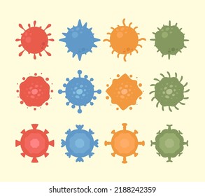 Flat Illustration Of Various Viruses And Bacteria