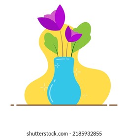 flat illustration of vase with flowers