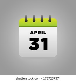 Vector de ilustración plana del calendario de abril, diario, para oficina, afiche escolar, etc.
