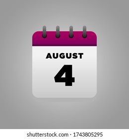 Vector de ilustración plana del calendario de agosto, diariamente, para oficina, hospital de carteles escolares, etc