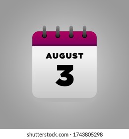 Vector de ilustración plana del calendario de agosto, diariamente, para oficina, hospital de carteles escolares, etc
