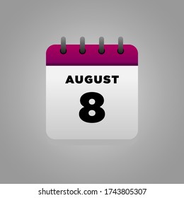 Flat Illustration vector of August calendar, daily, for office, school poster hospital etc
