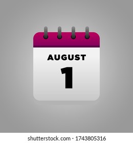 Flachbildvektor für den August-Kalender, täglich, für Büro, Schulposter-Krankenhaus usw.