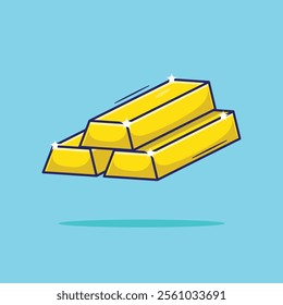 Flat illustration vector of fine and pure gold bar icon mascot symbol for web. Gold bullion cartoon with simple color and concept