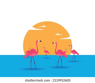 Ave flamingo vector de ilustración plana
