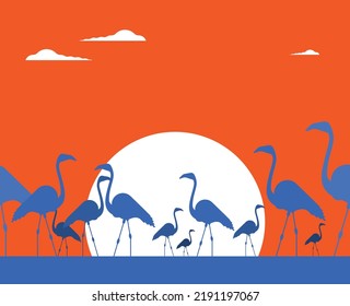 Ave flamingo vector de ilustración plana