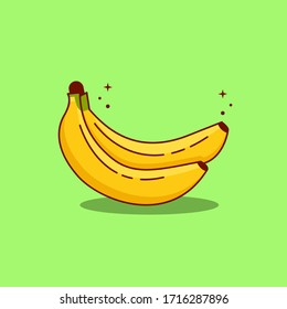 Flat Illustration Vector Graphic of 2 Banana. Good for Book Menu, Banner, Icon, Greetings Card, and etc.
