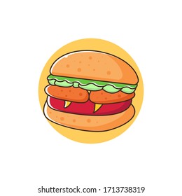 Gráfica de Vector de Ilustración plana de comida rápida abstracta de Hamburgo. Perfecto para tarjetas de felicitación, tarjetas de invitación, carteles, banners, iconos, menús, etc.