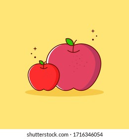 Flat Illustration Vector Graphic of Apple Fruits Icon. Good for Book Menu, Banner, Icon, Greetings Card, and etc.