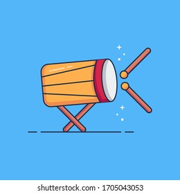 Flat Illustration Vector Graphic of Bedug. (Drum for Muslim in Java for Religious Purpose) Perfect for Your Banner, Brochure, Apps Icon, and etc.