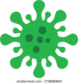 ilustración plana vectorial gráfico para la enfermedad del virus de la corona, covid 19, color verde simple. perfecto para icono, símbolo, pancarta, panfleto, broche