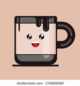 flat illustration vector graphic for cute cup character coffee 