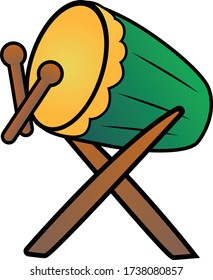 flat illustration vector graphic for drum ramadhan idhul fitri, happy eid. perfect for brochure, banner pamphlet, cartoon