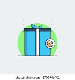 Gráfica vectorial de Ilustración plana de la caja de regalo para la celebración del Ramadán. Perfecto para tarjetas de felicitación, tarjetas de invitación y carteles islámicos
