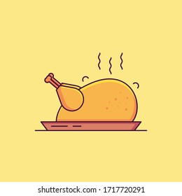 Flat Illustration Vector Graphic of Grilled Chicken. Good for Your Book Menu, Icon, Social Media Ads, etc.