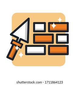 Flat Illustration Vector Graphic of International Labour Day Design wall and shovel. Perfect for Greeting Card, Invitation Card, Poster, Banner, Icon, etc.