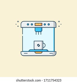 Flat Illustration Vector Graphic of Machine Coffee Refill. Perfect for Invitation Card, Poster, Banner, Icon, Book Menu, etc.