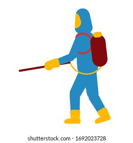 flat illustration vector graphic of man sprayer disinfectant perfect for health service advertisements. flat design. flat illustration
