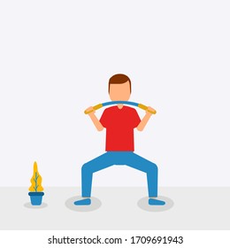 flat illustration vector graphic of man practice power twister at home perfect for campaign at home. health service advertisements. flat design. flat illustration. sports illustration 