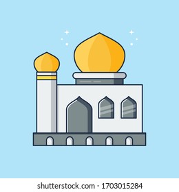 Flache Illustration Vektorillustration Grafik der Minimalistischen Moschee. Perfekt für Broschüren, Vorlagen, Banner, etc.