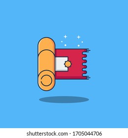 Flat Illustration Vector Graphic of Muslim Rug. Perfect for Your Banner, Brochure, Apps Icon, and etc.